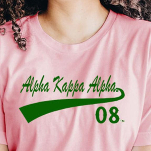 Camiseta AKA Tail, color rosa claro y verde, con estampado gráfico, cuello redondo, manga corta, informal, de algodón, para hermandades - Product Image 6