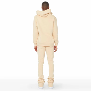 <b>Wholesale</b> Custom Logo Vintage 100% Cotton Unisex Solid Casual <b>Flared</b> Fleece Winter Hooded <b>Sweatpants</b> Hoodie Set Tracksuits - Product Image 4