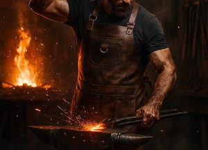 Heavy Duty Leather <b>Apron</b> for <b>BBQ</b> Grill Kitchen Heat Resistant Bulk Wholesale Supplier Vintage Handmade Leather <b>Apron</b> LPN-0301 - Product Image 3