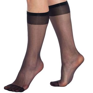 Medias Transparentes hasta la Rodilla para Mujer, 8 Pares, Medias de Nailon de 15 Denier con Banda Antideslizante, Nailon Fino Transparente - Product Image 2
