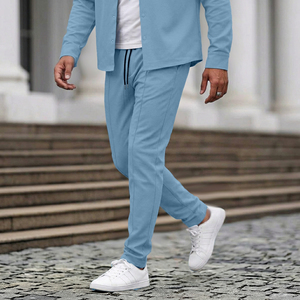 Pantalon de jogging pour homme EMIKO INDUSTRY, bleu marine, taille élastique, poches latérales, respirant, en molleton écologique, plissé devant - Product Image 3