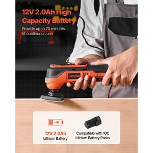 Utensile Oscillante Multifunzione Senza Fili 12V, 6000-17500 OPM, Velocità Variabile, Oscillazione 3.2 Gradi - Product Image 4