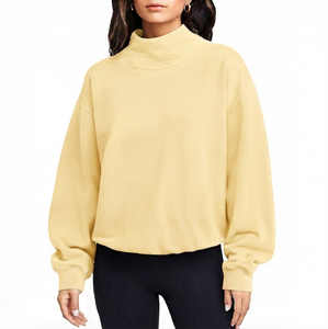 Sweat-shirt à col montant oversize en molleton 100% coton pour femme, manches longues, doux, décontracté, streetwear, vêtements de tous les jours - Product Image 1