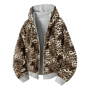 Sudadera con capucha de leopardo para hombre, reversible, con cremallera, estilo urbano, diseño personalizado, ¡en oferta! - Product Image 2