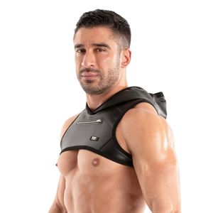 Kinky Bulldog <b>Harness</b> <b>Black</b> Leather Fetish Chest <b>Harness</b> Adjustable Fit - Product Image 1