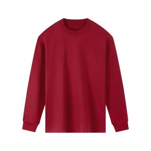 Custom 100% Cotton <b>Plain</b> Long Sleeve Round Neck T-<b>shirt</b> High Quality 220gsm <b>White</b> Blank Men T <b>Shirt</b> Drop Shoulder College - Product Image 1