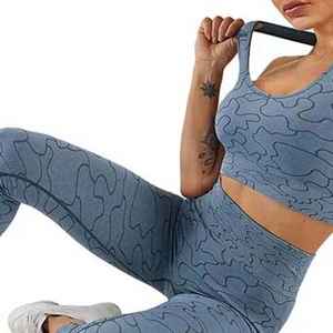 Gym Clothing Suit Workout Wear Fitness Bra And Leggings 2 pcs Women Yoga Set Custom Sublimation Print Unique Design - Product Image 4