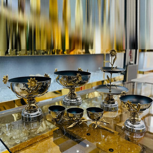 <b>Silver</b> Metal Flower Design Serving Bowl Handmade <b>Top</b> Quality Food Serving Bowl Wedding Restaurant Japanese Bowl - Product Image 1