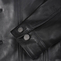 Veste de luxe pour homme en cuir véritable, coupe ajustée, en peau de mouton véritable, noire, style camionneur, boutonnée, vintage, décontractée, manteau d'extérieur, vente en gros