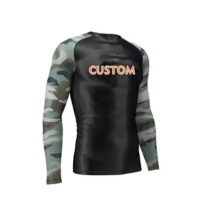 เสื้อแรชการ์ดผู้ชายแบบขายส่ง OEM ออกแบบเองได้ ผลิตจากโพลีเอสเตอร์/สแปนเด็กซ์ ระบายอากาศได้ดี ป้องกันแสงแดด UPF50 สำหรับว่ายน้ำ - Product Image 1