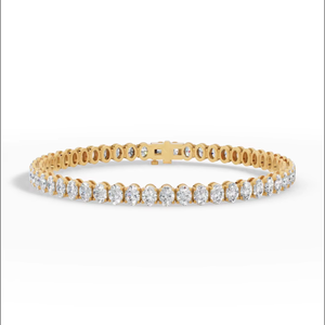 สร้อยข้อมือเพชรทรงรีเพาะเลี้ยงในห้องปฏิบัติการ |   ทอง 18K ขนาด 7 นิ้ว เครื่องประดับหรูหรา |   สร้อยข้อมือวันครบรอบแต่งงานสุดหรูสำหรับผู้หญิง - Product Image 5