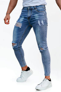 Jeans de Mezclilla de Alta Calidad para Hombre, Diseño Desgastado, Corte Regular, Estilo Casual Elegante, Cintura Media - Product Image 4