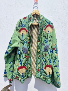 Handmade Cotton Suzani Coat Embroidered Traditional Floral Embroidery Reversible Eco-Friendly Hooded <b>Gothic</b> Plus Size Women - Product Image 4