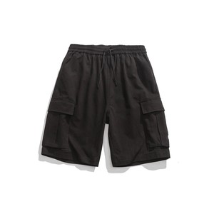 Men's Cotton Cargo Bermuda Shorts Solid Color Drawstring Waist Casual Style with Pockets Mid Rise Elastic Waist - Product Image 2