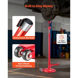 Supporto Sottocarro con Capacità di 3/4 Tonnellate (1653 Libbre) e Due Ruote, 51.97-80 Pollici, per Sollevatori Auto - Product Image 4