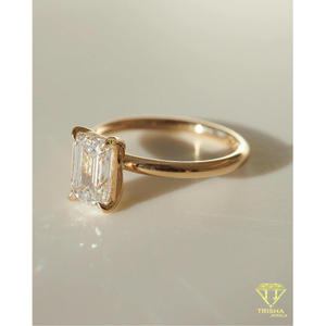 Elegant VVS Moissanite Diamond <b>Ring</b> 925 Sterling <b>Silver</b> Emerald Cut <b>Solitaire</b> Engagement <b>Ring</b> Luxury Fine Jewelry For Women Gift - Product Image 6