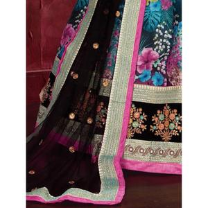 Vêtement de mariage en soie Banglori à imprimé floral multicolore Lehenga Choli - Product Image 2