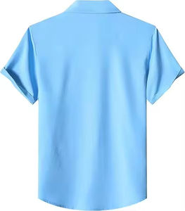 Camisa polo clásica para hombre, color azul cielo, corte ajustado, ligera, de algodón, manga corta, cómoda, moderna, para uso diario, transpirable. - Product Image 3