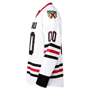 Uniforme de Hockey sobre Hielo Blanco Personalizado OEM de Alta Calidad, Impresión por Transferencia de Calor, 100% Poliéster Transpirable, Jersey Unisex - Product Image 5
