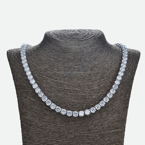 Collar de tenis atemporal con moissanita de piedra redonda y diamantes, de plata de ley 925, joyería de lujo de moda para importadores - Product Image 1