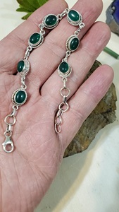 Natural Green Onyx 925 Sterling Silver <b>Adjustable</b> <b>Bracelet</b> 7-8 Inch Handmade Gemstone Jewelry Boho <b>Bracelet</b> For Unisex - Product Image 3