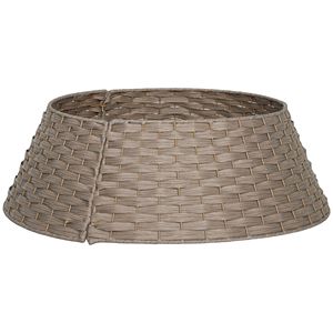 Gonna per Albero di Natale in Plastica Intrecciata Rustica da 27 Pollici per Decorazioni Natalizie, Caffè e Feste, con Supporto e Accessori - Product Image 1