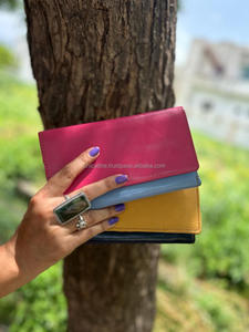 Nuevo bolso de mano de cuero de Color arcoíris reciclado hecho a mano Real para mujer, monedero multiusos de Color rechoncho elegante, tarjetero ATM, carteras de moda - Product Image 4