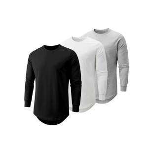 Camiseta de Hombre al por Mayor con Dobladillo Curvo, Cuello Redondo, Lisa, Informal, Transpirable, Mezcla de Algodón, Estilo Urbano de Verano, Logotipo Personalizado - Product Image 3