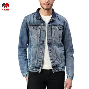 แจ็คเก็ตยีนส์คุณภาพพรีเมียมสำหรับผู้ชาย ติดกระดุม พร้อมโลโก้แบบกำหนดเอง ทรงปกติ - Product Image 1