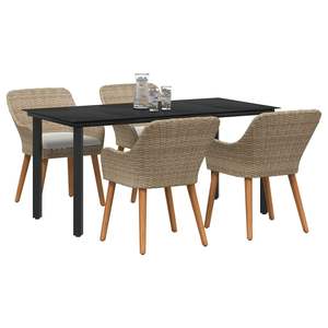 Juego de comedor de jardín de 5 piezas de ratán sintético beige con cojines - Product Image 4