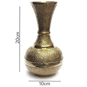 Vase à fleurs en laiton gravé artisanal, décoratif, vintage, en métal doré, pour fleurs fraîches, salon, mariage - Product Image 6