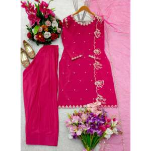 Designer Women's <b>Top</b>-Bottom Set with Heavy Embroidery Sequence Work - Product Image 4