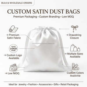 Pochette en satin de soie blanc de qualité supérieure avec cordon de serrage, élégante et réutilisable, sac à bijoux anti-poussière, emballage personnalisé avec logo, sac cadeau - Product Image 5