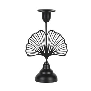 เชิงเทียนเหล็กที่หรูหราและมีคุณภาพที่เหนือกว่าพร้อมใบแปะก๊วยสำหรับตกแต่งโต๊ะในบ้านและงานแต่งงาน - Product Image 4