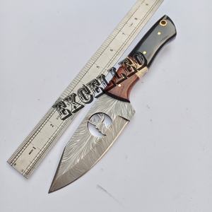 Couteau à lame fixe en acier Damas fait main, manche en bois et résine de qualité industrielle, pour camping, extérieur, fruits, personnalisable OEM - Product Image 6