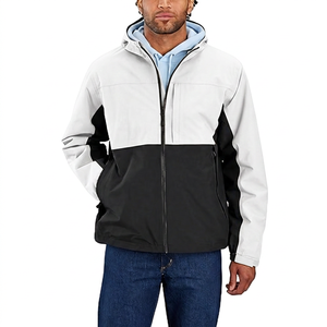Chaqueta con Capucha para Hombre, Diseño Color Block, Impermeable, de Poliéster, Informal, para Otoño, con Cierre de Cremallera, Corte Regular - Product Image 4
