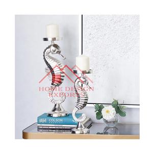 Centro DE MESA DE BODA, candelabro de aluminio de nuevo diseño, soporte de vela de escultura de caballo de mar de aluminio - Product Image 1