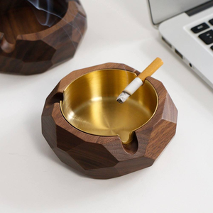 Cendrier en bois naturel pour cigarettes et cigares avec bol métallique profond, prix de gros, qualité luxueuse, nouvelle arrivée, article fantastique - Product Image 1