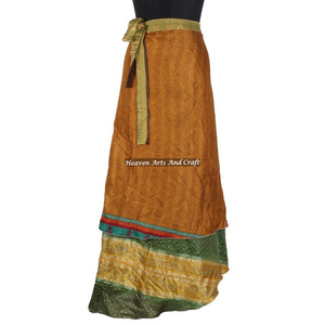 Long Sari Silk <b>Wrap</b> <b>Skirts</b> for Beach Wear Boho Stylish Multi Color Summer Wear Comfortable Fashion Hippie Style Free Size Gypsy - Product Image 5