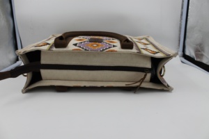 Printed Canvas Leather Tote Bag Tribal Pattern Women Shoulder Handbag Large Capacity Handmade Casual Fashion Tote Bag - Product Image 5