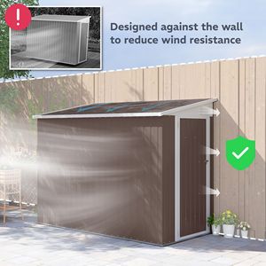 Casetta da Giardino 4FT X 7.7FT in Metallo con Tetto Inclinato, Ripostiglio Attrezzi da Esterno con Porta Lucchettabile e Prese d'Aria, in Lega Durevole e Plastica per Cortile e Patio - Product Image 6