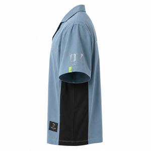 Camisa Oversize Y2K con Botones, Cuello Camisero, Estampado Gráfico Cyber Shield, Color Azul Aqua, Estilo Urbano para Hombre, Venta al Por Mayor - Product Image 5