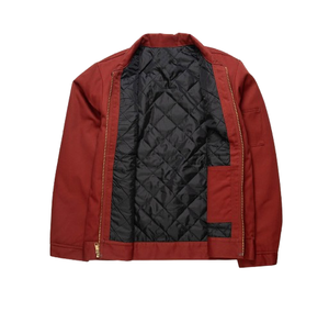 Men's <b>Canvas</b> <b>Work</b> <b>Jacket</b> Street Wear Solid Color 100% Cotton <b>Canvas</b> <b>Jackets</b> Quilted Lining Men <b>Work</b> <b>Jackets</b> With Zipper Pocket - Product Image 3