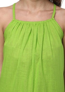 Hermoso vestido de noche sin mangas verde loro elaborado con 100% vestido de noche perfecto de algodón transpirable suave - Product Image 5