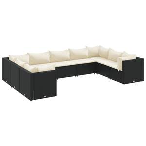 Set Lounge da Giardino Nero e Bianco Crema per Esterni - Product Image 2