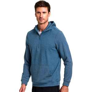 Sweat-shirt décontracté en coton tricoté bleu pour homme, coupe classique, avec fermeture éclair quart de tour et poche avant, idéal pour l'automne - Product Image 3