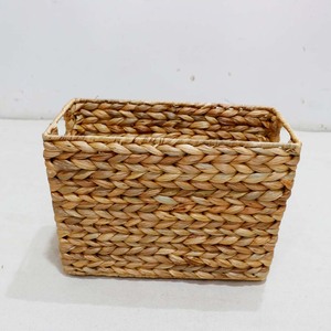 Sustainable Rustic Water Hyacinth <b>Rectangle</b> Storage Basket Hand-Woven Large Capacity Laundry <b>Bin</b> - Product Image 3