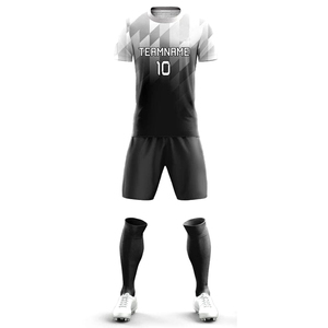 Conjunto de Camiseta de Fútbol Personalizada para Hombre, Manga Corta, Negra y Blanca, Sublimada, con Nombre del Equipo, Número 10, Absorbe la Humedad, para Todas las Temporadas, Corte Regular para Adultos - Product Image 3