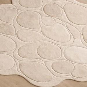 Tapis de luxe à motif galets tuftés neutres, texture douce, forme organique contemporaine, tapis de qualité supérieure pour salon et chambre à coucher - Product Image 5