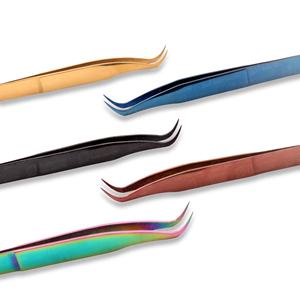 Agarre suave con pinzas para pestañas de material de acero puro, mango liso antideslizante a granel, Etiqueta Privada para pestañas individuales - Product Image 4